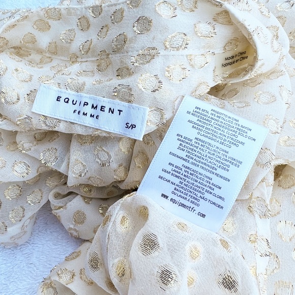 Equipment Gold Metallic Polka-dot Button-down Shirt - Picture 8 of 11